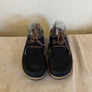 Olukai Men's Ohana Black Lace --Up Folding Heels Summer Beach Canvas Shoes Sz 9